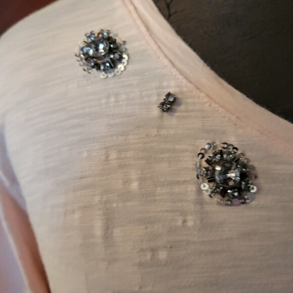 LAURA SCOTT PLUS WOMANS 2X PULL OVER PINK/WITH FAUX RHINE STONES - Picture 2 of 4